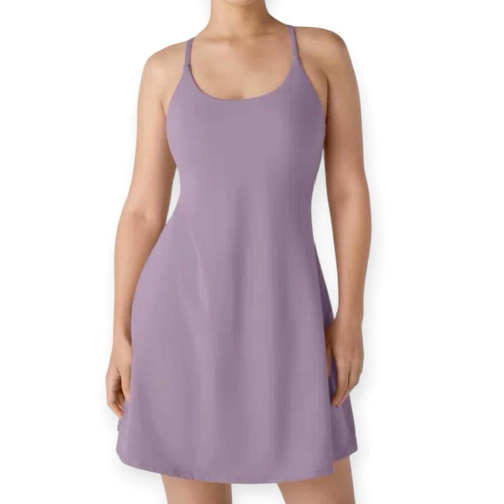 NWOT Halara SoftlyZer Plush Backless Active Dress Easy Peezy Small Tulip Purple